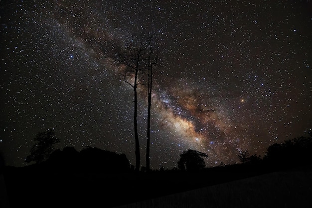 The Milky Way galaxy Long exposure photograph with grainxA