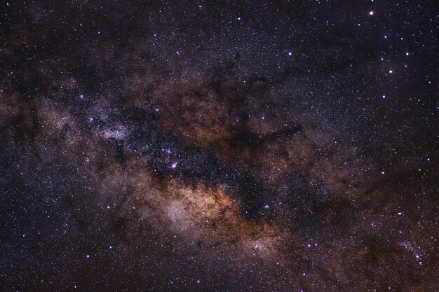 Milky way galaxy on a night sky Long exposure photograph with grain