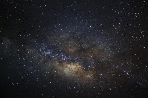 Milky way galaxy with stars and space dust in the universe Long exposure photograph with grain