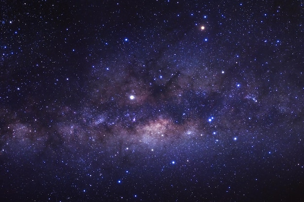 Milky way galaxy with stars and space dust in the universe Long exposure photograph with grain