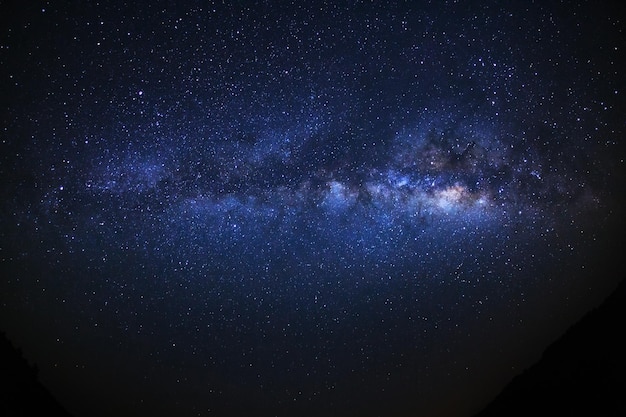 Milky way galaxy with stars and space dust in the universe Long exposure photograph with grain