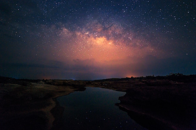 Milky way galaxy with stars and space dust in the universe.