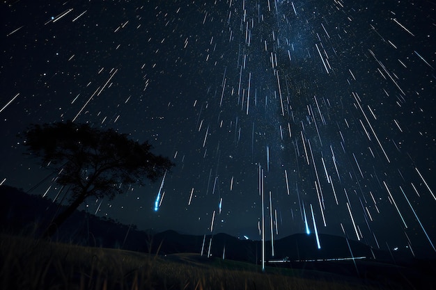 Photo milky way over the mountain at night with starry sky