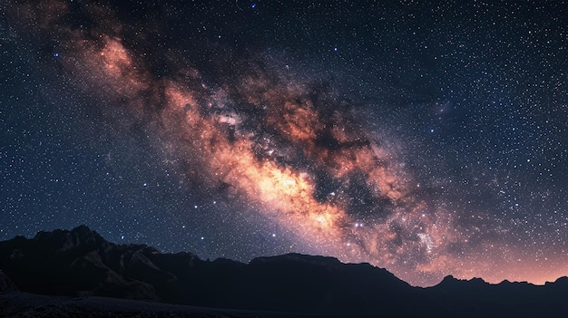 Milky way over the mountains at night Starry sky with milky way