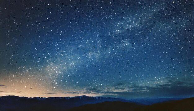 the milky way over mountains and valleys