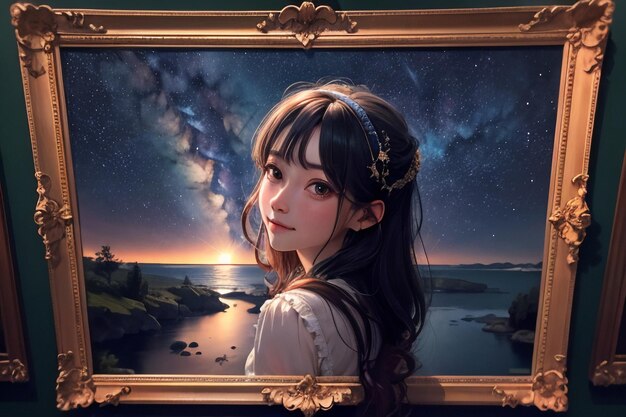 Milky way romantic night sky full of stars the girl looking up at the starry sky miss love you