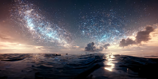 Milky Way and the sea 3D