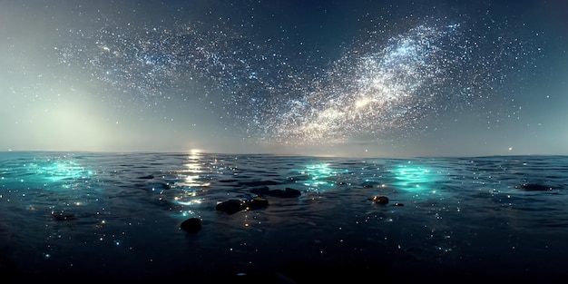 Milky Way and the sea 3D