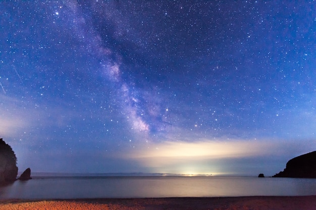 Milky way over the sea. Some noise from high iso exists