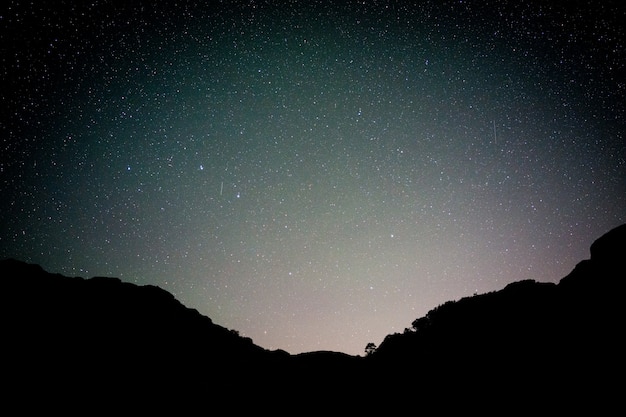 The Milky Way and some trees in mountains