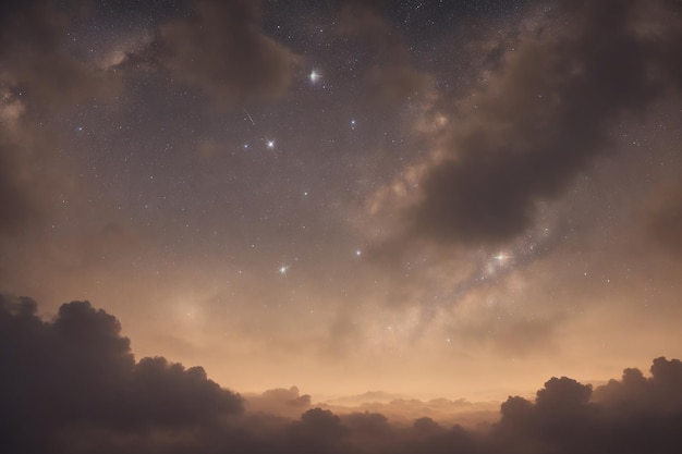 銀河系と夜空の星と雲の背景