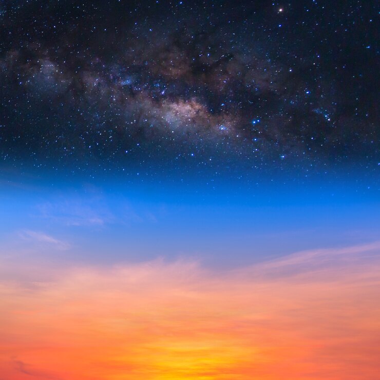 Photo milky way on the sunset sky