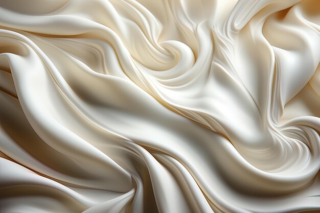 乳白とクリーム色の背景 柔らかく流れる液体の質感 アイ・ジェネレーティブ・アート