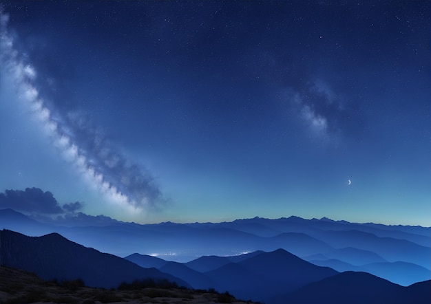 Milkyway Star Night And view for mountain half moonn and beautiful 4k