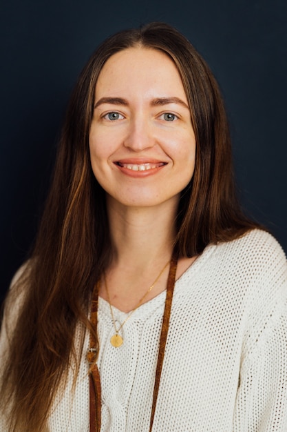 Millennial caucasian girl portrait in her 20s. Happy young woman with natural beauty. High quality photo