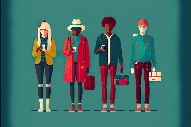 Photo millennials flat illustration