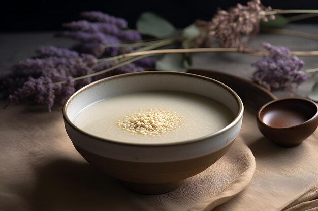 premium-ai-image-millet-porridge-in-a-bowl-on-a-table-healthy-food