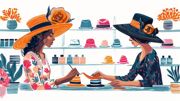 Milliners Collaborating on Striking Hat Designs for Fashion Show Generative AI