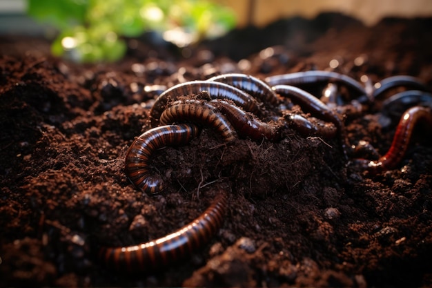 Photo millipede in the soil millipede in the garden