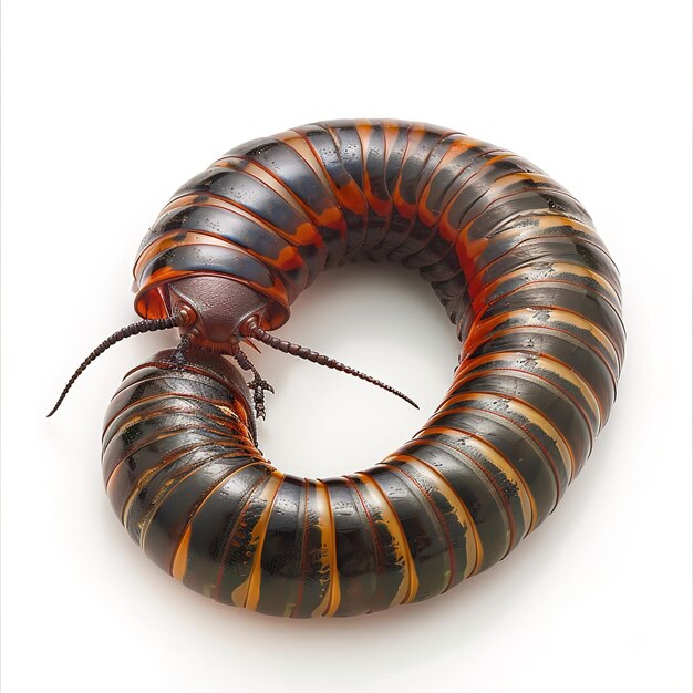 Photo a millipede in white background job id 146566abdc6743dc84e74f5c901aeeb0