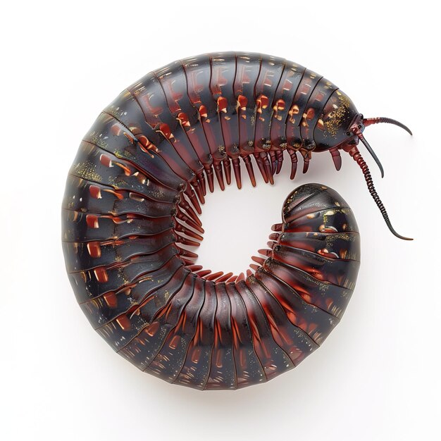 Photo a millipede in white background job id 2421d9b184ce436db3ae76ff00060690