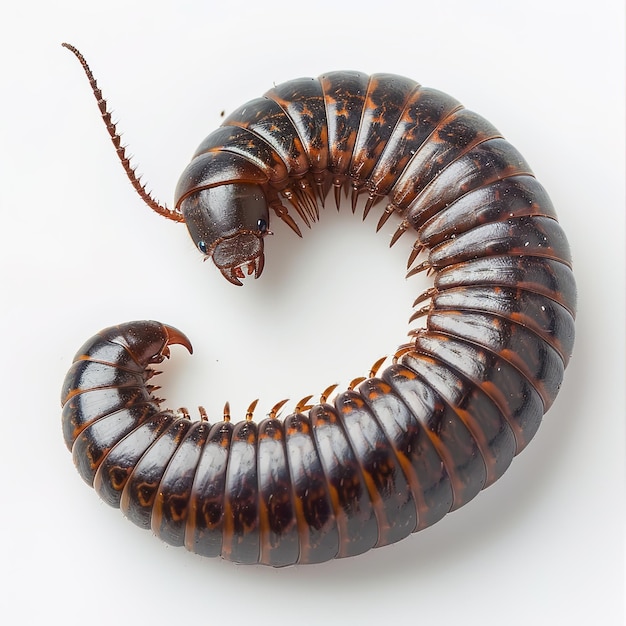 Photo a millipede in white background job id b15b104a92044ad79e0f4cf9c3946b37