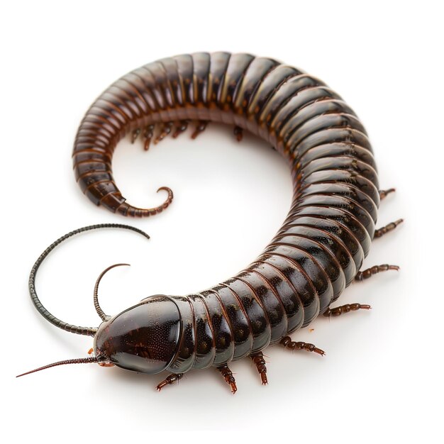 A millipede in white background Job ID b98a55b82de44da09fdca9d6bf3d84fe