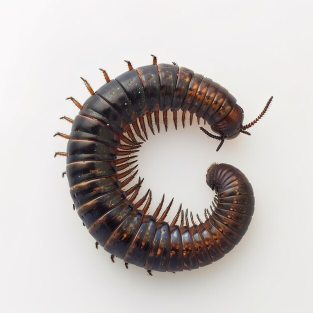 Photo a millipede in white background job id bcd976f1a12a4193b18943dd87efcf73