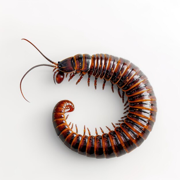 Photo a millipede in white background job id d4a14fc27dc040a1b8f03e9c435f256b