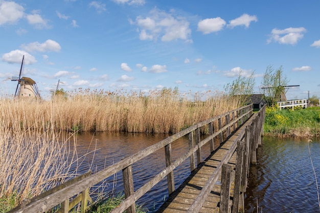 Photo the mills of kinderdijk in the netherlands