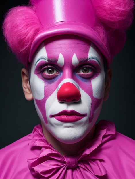 Mime man rode en kleurrijke verf gezicht sportieve fan clown circus portret kunst ai gegenereerd