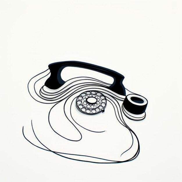 Photo mimi walter telephone art bold black outlines and simple line art