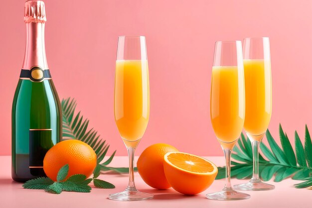 Mimosa cocktail with orange juice