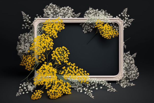 Mimosa en gypsophila bloemenframe