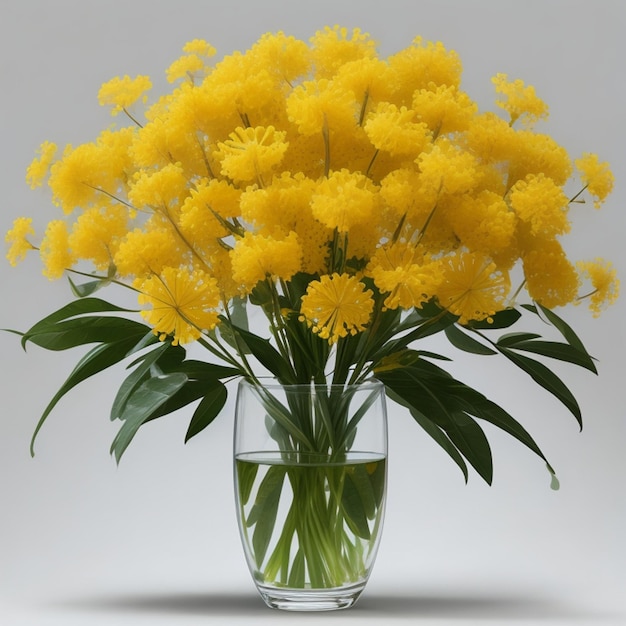 Mimosa flowers transparent background ai genetive