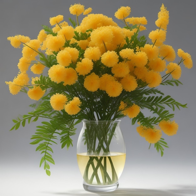 Mimosa flowers transparent background ai genetive