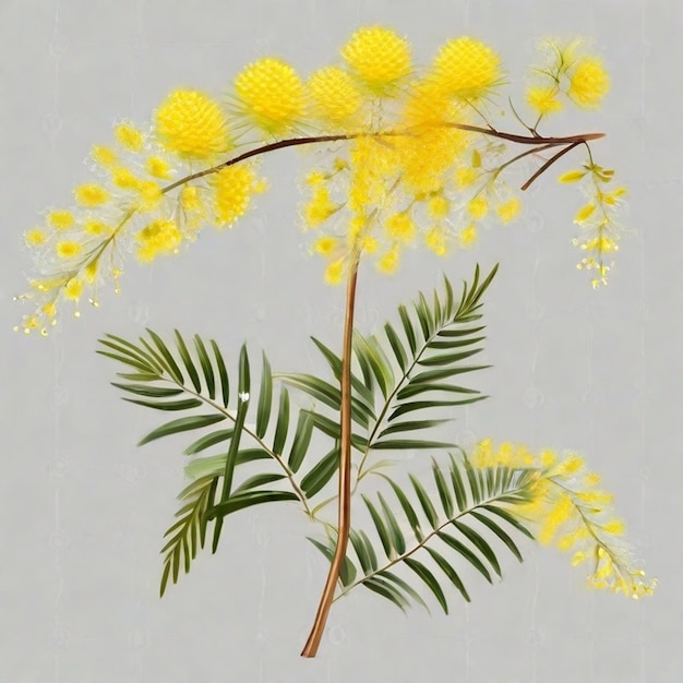 Photo mimosa flowers transparent background ai genetive