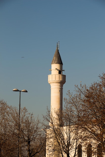 Minaret made of stone in Ottoman time Mosques in view