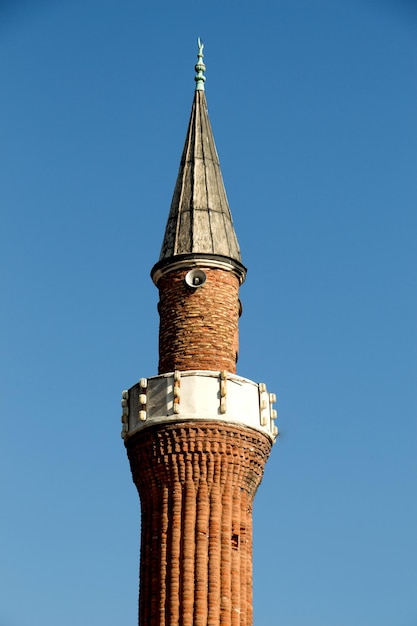 Minaret made of stone in Ottoman time Mosques in view