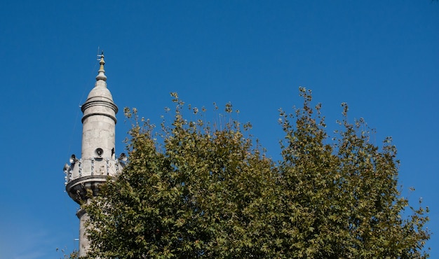 Minaret of a mosque in view Silhouettes of Mosque