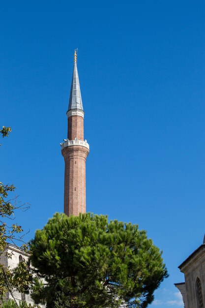 Minaret of muslim mosque religion islam tourism and travel concepts