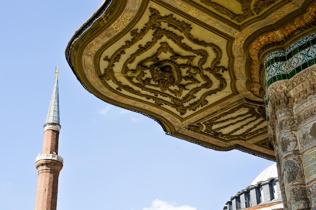 Minaret of Ottoman Mosques in view