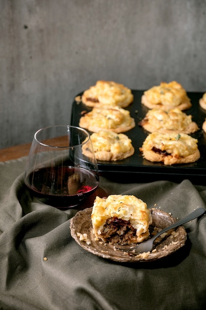 Mince meat mini pies with mashed potato