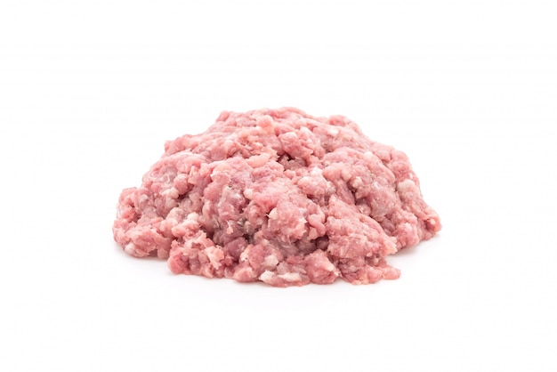 mince pork on white