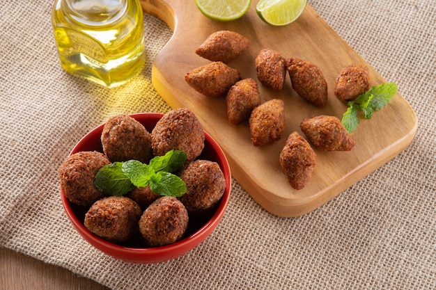 Minced meat from the Middle East. Fried snack party dish