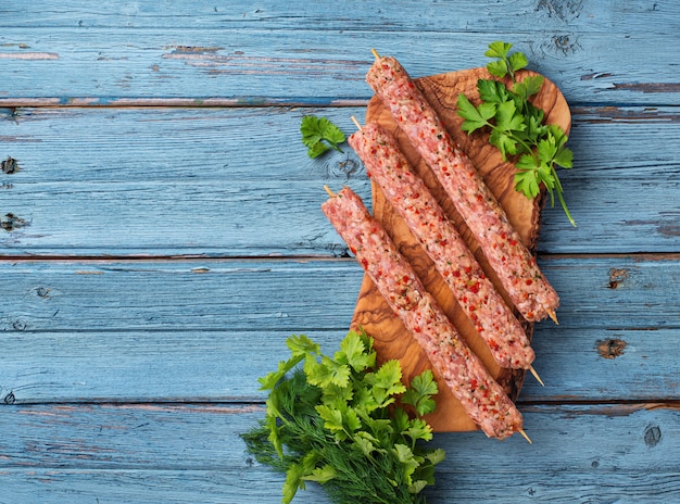 Minced meat skewers lula kebab