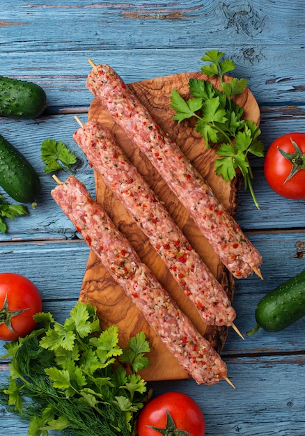 Minced meat skewers lula kebab