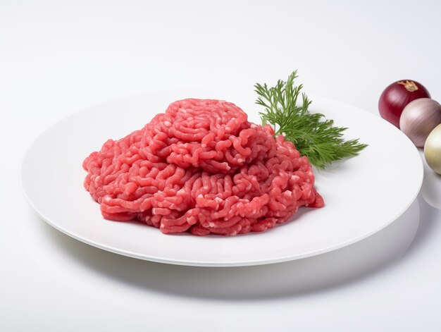 Photo minced meat on a white plate