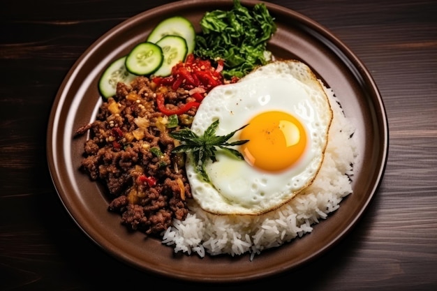 minced pork with basil thai food