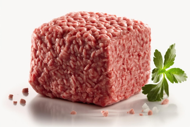 Minced raw meat white background fresh